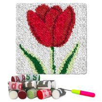 Kit de Artesanato YP Tapete de Latch Hook Rosa 30x30 cm Faça Você Mesmo