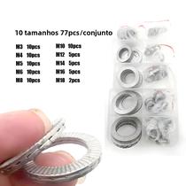 Kit De Assortimento De Arruelas Autotravantes Em Aço Inoxidável 304 M3 a M18, Gaxeta À Prova De