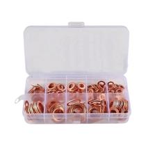 Kit De Assortimento De Arruelas De Cobre, Anéis Planos E Retentores Para Vedação De Óleo De Cárter,