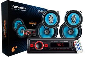 Kit de Auto Rádio e 1 par de Alto Falante 6.5" e 1 par de Alto Falante 5"