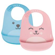 Kit De Babadores Para Bebê Com Pega Migalhas Azul E Rosa