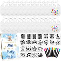 Kit de babadores para bebês Newwiee 22 branco 18x18 cm com marcadores e estênceis