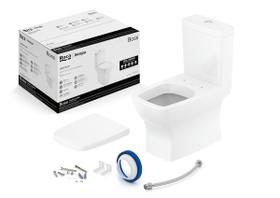 Kit de Bacia com Caixa Assento PP com Queda Amortecida e Complementos de Instalação Boss Roca