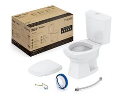 Kit de Bacia com Caixa Assento Pp com Queda Amortecida e Complementos de Instalação Thema Roca I Inc