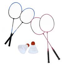 Kit de Badminton Completo 2 Raquetes 2 Petecas Sacola de Transporte Diversão - VIP