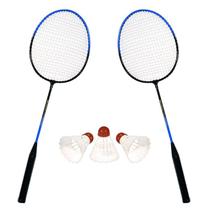 Kit de Badminton Completo 2 Raquetes 3 Petecas Diversão