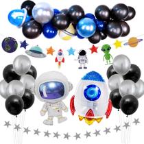 Kit de balão Astronaut Ship 49 peças de papel alumínio de látex para aniversário