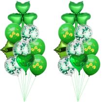 Kit de balão Clover 18 peças de confete, látex verde, mylar, 10-12 cm Kit de balão Clover 18 peças de confete, látex verde, mylar, 10-12 cm