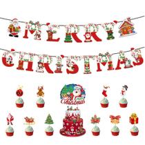 Kit de balão de Natal 42 unidades com cobertura de bolo Banner