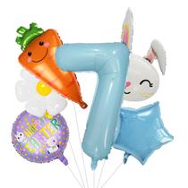 Kit de balão de Páscoa, 6 peças, flor de coelhinho e cenoura, número 7 Kit de balão de Páscoa, 6 peças, flor de coelhinho e cenoura, número 7