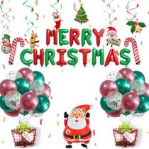 Kit de balão Feliz Natal, Papai Noel, folha de látex, 30 unidades