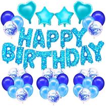 Kit de balão Happy Birthday Blue 73 unidades Mylar Star Love Heart Kit de balão Happy Birthday Blue 73 unidades Mylar Star Love Heart