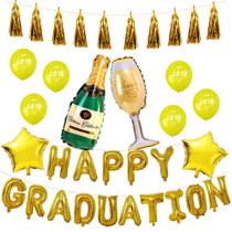 Kit de balão Happy Graduation, 35 unidades com borlas douradas, vinho Mylar Kit de balão Happy Graduation, 35 unidades com borlas douradas, vinho Mylar
