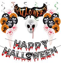 Kit de balão Happy Halloween, 29 peças de papel alumínio de látex com B