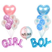 Kit de balão Mylar Girl or Boy 20 unidades rosa e azul 30-45 cm Kit de balão Mylar Girl or Boy 20 unidades rosa e azul 30-45 cm