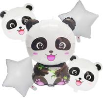 Kit de balão Mylar Panda, 5 unidades para festa de aniversário infantil Kit de balão Mylar Panda, 5 unidades para festa de aniversário infantil