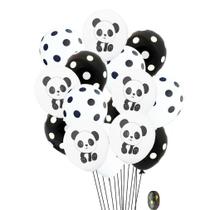 Kit de balão Panda de 12 cm de látex, 16 unidades com fita para aniversário