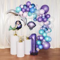 Kit de balão Shell Mermaids 92 peças de folha de látex para 1ª festa Kit de balão Shell Mermaids 92 peças de folha de látex para 1ª festa