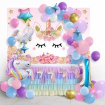 Kit de balão Unicorn Macaron para festa de aniversário 61 unidades Kit de balão Unicorn Macaron para festa de aniversário 61 unidades