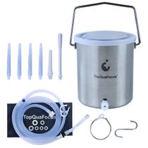 Kit de baldes para enema TopQuaFocus em aço inoxidável 2L reutilizável