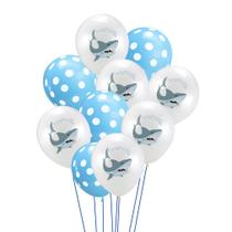 Kit de balões Angry Shark, 10 peças de látex azul de 30 cm para festa