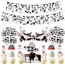 Kit de balões: balões de látex para vacas leiteiras, 28 unidades com bolo de banner Kit de balões: balões de látex para vacas leiteiras, 28 unidades com bolo de banner