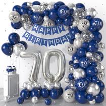 Kit de Balões Dagelar para 70 Anos Azul Marinho e Prata Kit de Balões Dagelar para 70 Anos Azul Marinho e Prata