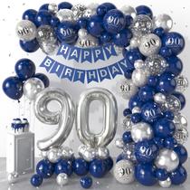 Kit de Balões Dagelar para 90 Anos Azul Marinho e Prata Kit de Balões Dagelar para 90 Anos Azul Marinho e Prata