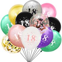 Kit de balões de 18º aniversário, 12 unidades de balões de látex multicoloridos Kit de balões de 18º aniversário, 12 unidades de balões de látex multicoloridos