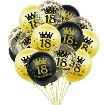 Kit de balões de aniversário 18 Black Gold Latex Confetti x15 Kit de balões de aniversário 18 Black Gold Latex Confetti x15