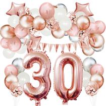 Kit de balões de aniversário 30 balões de látex em ouro rosa Myla x56 Kit de balões de aniversário 30 balões de látex em ouro rosa Myla x56
