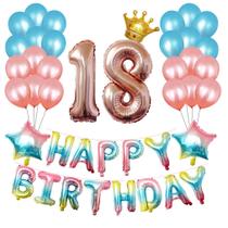 Kit de balões de aniversário 42 unidades de 45 cm Mylar, 18º aniversário Kit de balões de aniversário 42 unidades de 45 cm Mylar, 18º aniversário