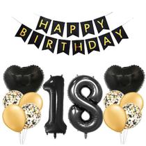 Kit de balões de aniversário Black Mylar Balloons 13 unidades Kit de balões de aniversário Black Mylar Balloons 13 unidades