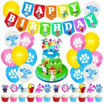 Kit de balões de aniversário Blue's Clue Latex, 30 unidades com banner e chapéu Kit de balões de aniversário Blue's Clue Latex, 30 unidades com banner e chapéu