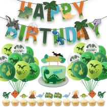 Kit de balões de aniversário com estampa de dinossauro 33 unidades de látex de 12 polegadas Kit de balões de aniversário com estampa de dinossauro 33 unidades de látex de 12 polegadas