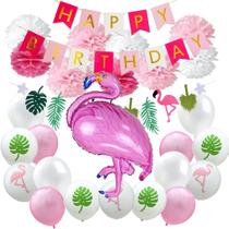 Kit de balões de aniversário com tema Flamingo com 27 unidades e 10-12 polegadas