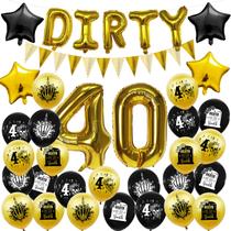 Kit de balões de aniversário Dirty 40 31 unidades de balão dourado Kit de balões de aniversário Dirty 40 31 unidades de balão dourado