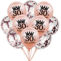 Kit de balões de aniversário em ouro rosa, 30 látex, 12 polegadas, 10 unidades Kit de balões de aniversário em ouro rosa, 30 látex, 12 polegadas, 10 unidades