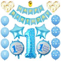 Kit de balões de aniversário Mylar Blue Balloons Latex 21 unidades