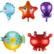 Kit de balões de decoração com tema marinho, 5 peças de Octopus Crab Puff Kit de balões de decoração com tema marinho, 5 peças de Octopus Crab Puff