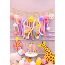 Kit de balões de feliz aniversário, 65 unidades com balões mágicos longos