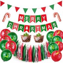 Kit de balões de Feliz Natal, 31 unidades com bandeira triangular de látex