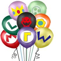 Kit de balões de festa, balões de látex Mario, 16 unidades para nascimento de bebês Kit de balões de festa, balões de látex Mario, 16 unidades para nascimento de bebês