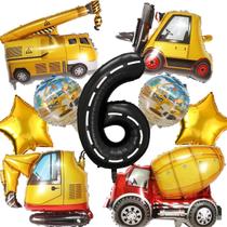 Kit de Balões de Festa DUNSEO Caminhão de Construção para 6º Aniversário