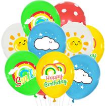 Kit de balões de festa Rainbow Cloud Sun Print 10 unidades Kit de balões de festa Rainbow Cloud Sun Print 10 unidades