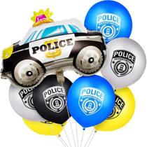 Kit de balões de festa, tema policial, 51 unidades de mylar e látex