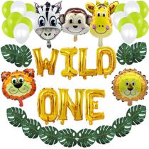 Kit de balões de festa WILD ONE Theme 46 unidades Mylar Monkey Deer Kit de balões de festa WILD ONE Theme 46 unidades Mylar Monkey Deer