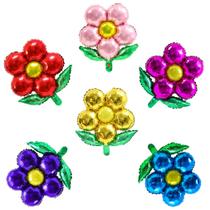 Kit de balões de flores Mylar de 18 polegadas para aniversário (6 unidades) Kit de balões de flores Mylar de 18 polegadas para aniversário (6 unidades)