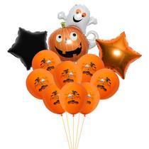 Kit de balões de Halloween, 14 unidades Orange Mylar Pumpkin Ghost