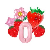 Kit De Balões De Morango De 32 Polegadas Para Meninas, 9 Balões Numéricos Para Decorações De Festa